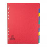 Elba Heavyweight Subject Dividers 10-Part Card Multipunched 220gsm Extra Wide A4+ Assorted Ref 400007516 104173