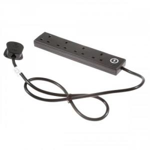 Extension Lead 2m Surge Protected 4 Socket Black S4W2BC-MP