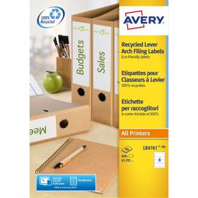 Avery Filing Label Laser Recycled 4 Per Sheet 192x61mm Ref LR4761-100 [400 Labels] 105574