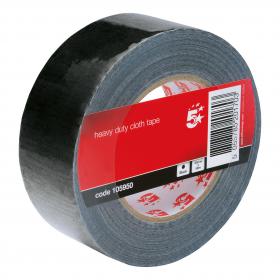 5 Star Office Cloth Tape Heavy-duty Waterproof Tearable Multisurface Roll 50mm x 50m Black 105950