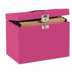 (A4) Metal File Box (Pink) with 5 Suspension Files,Tabs and Inserts A4RD