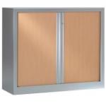 VINCO A491 Tambour Cupboard (H:1980mm x W:1000mm x D:430mm) Silver Shell, Beech Doors GAP1910LCHE