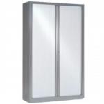 VINCO A491 Tambour Cupboard (H:1600mm x W:1000mm x D:430mm) Silver Shell, White Doors GAP1610LCBL