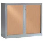 VINCO A491 Tambour Cupboard (H: 695mm x W: 800mm x D: 430mm) Silver Shell, Light Oak Doors GPP0708CH