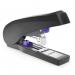 The image shows a black and grey stapler from Rapesco Office Products Plc. It has a heavy duty design and is part of the ECO X5-90ps series, designed for effortless stapling.