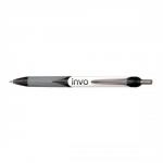 The picture shows a pack of 12 Invo Ballpoint Pens with a sleek black design. Each pen has a retractable tip and a 1.0mm top, perfect for smooth writing. The line width is 0.5mm, making it precise for any writing task. These pens are easy to use and provide a comfortable grip for extended writing sessions.