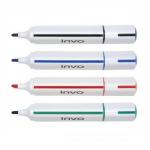 Invo Drywipe Markers Bullet Tip Line 1-3mm (Assorted Colours) - Pack of 4 Markers BY252200As