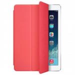 A pink Apple laptop case made of polyurethane, specifically for the iPad Air. It features a smart cover design, with the Apple logo on the front. The soft material provides protection while maintaining a sleek look.