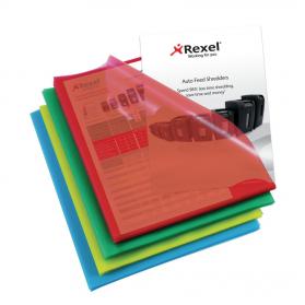 Rexel Cut Flush Folder Polypropylene Copy-secure Embossed Finish A4 Assorted Ref 12216AS Pack of 100 109853