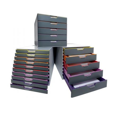 Durable Varicolor Plastic Desktop Drawer Set Stackable 10 761027