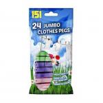 Jumbo Multi Coloured All Weather Plastic Clothes Pegs 24pk 113134