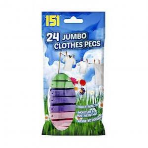Jumbo Multi Coloured All Weather Plastic Clothes Pegs 24pk 113134