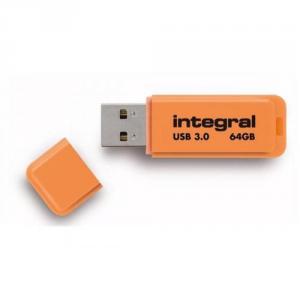 Integral Neon Flash Drive USB 3.0 Orange 64GB Ref INFD64GBNEONOR3.0