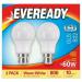 Eveready LED Warm White GLS B22 60W Light Bulb 2pk 117614