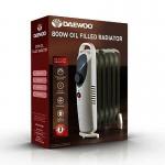 Daewoo Mini Oil Filled Radiator 800W 6-Fin Portable Heater White 122259