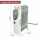 Daewoo Mini Oil Filled Radiator 800W 6-Fin Portable Heater White 122259