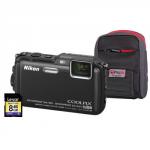 Nikon Coolpix AW120 (16MP) Waterproof Digital Camera 5x Optical Zoom 3 inch OLED 329MB (Black) + Camera Bag + 8GB Memory Card NIK2039