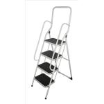 Metal Step Stool with Handrail 4 Step Folding Capacity 150kg White 124680