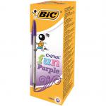 Bic Cristal Fun Ball Pen Large 1.6mm Tip 0.42mm Line Purple Ref 929055 [Pack 20] 127467