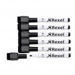 Rexel Dry Erase Marker Magnetic Lid Black Ref 2104184 [Pack 6] 127477