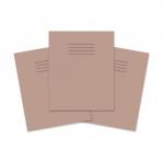 The image shows a pack of 100 buff-colored exercise books from Rhino Stationery. Each book is 205mm x 165mm in size and has 64 pages with 5mm squared ruling. The paper has a weight of 75g/m2. These books are perfect for school or office use.