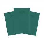 The photo shows a pack of 100 A4 size Rhino Stationery Exercise Books in a dark green color. The books have 48 pages and each page is 8mm ruled. They are lightweight with a 75g/m2 weight and are standard in size.