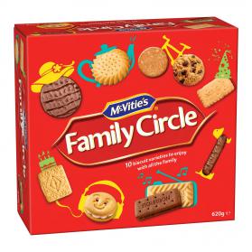 McVities Family Circle Biscuits Re-sealable Box Assorted 10 Varieties 620g Ref 0401200 130405