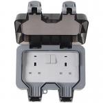 Bg Electrical Outdoor Double Switched Power Wall Plug Socket, Grey, 13A 130989