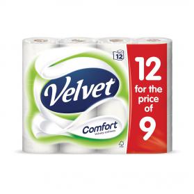 Velvet Comfort Toilet Rolls 210 Sheets 2-ply White Ref 1102092 [Pack 12] 131060