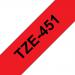 Brother P-Touch TZe-451 24mmx8m Black On Red Laminated Labelling Tape Ref TZE451 *3to5 Day Leadtime*