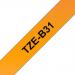 Brother P-Touch TZe-B31 12mmx5m BlackOnFluorescent Orange Lam Lab Tape Ref TZEB31 *3to5 Day Leadtime*