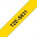 Brother P-Touch TZe-S631 12mmx8m BlkOnYellow Strong Adhe Lam Lab Tape Ref TZES631 *3to5 Day Leadtime*