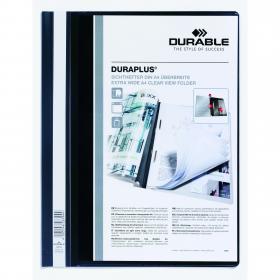 Durable Duraplus Quotation Filing Folder with Clear Title Pocket PVC A4+ Black Ref 2579/01 Pack of 25 132102