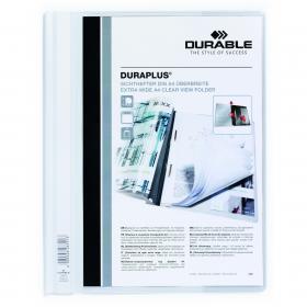 Durable Duraplus Quotation Filing Folder with Clear Title Pocket PVC A4+ White Ref 2579/02 [Pack 25] 132110