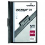 Durable Duraclip Folder PVC Clear Front 6mm Spine for 60 Sheets A4 Black Ref 2209/01 [Pack 25] 132560