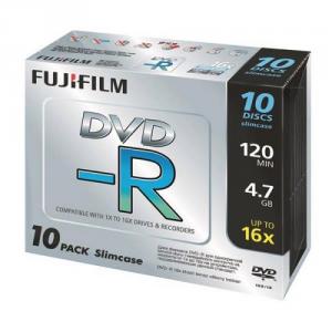 Fujifilm DVD-R Disks Slim Case x 10 Pack 4.7GB 16x P10DVMGJ10A