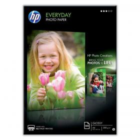 Hewlett Packard HP Everyday Photo Paper Glossy 200gsm A4 Ref Q2510A 100 Sheets 134146