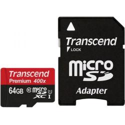 Cheap Stationery Supply of Transcend Premium (64GB) 400X Class 10 MicroSDXC Flash Card UHS-I with Adaptor TS64GUSDU1 Office Statationery