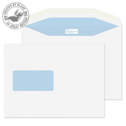 Cheap Stationery Supply of Blake Premium Postfast (C5) Gummed (162mm x 229mm) 90g/m2 Window Mailer Envelopes (White) Pack of 500 PF808IJ Office Statationery