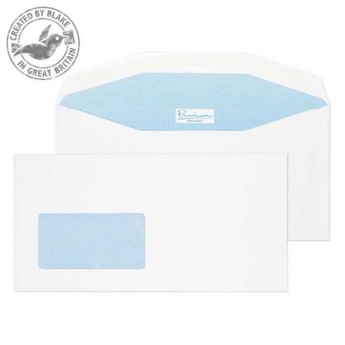 Cheap Stationery Supply of Blake Premium Postfast (DL+) Gummed (114mm x 229mm) 90g/m2 Window Mailer Envelopes (White) Pack of 500 PF804IJ Office Statationery
