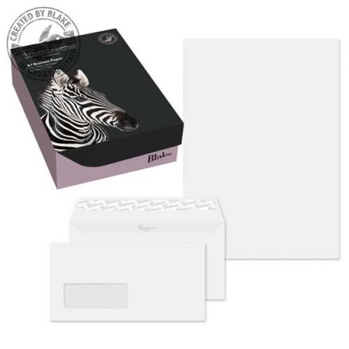 Cheap Stationery Supply of Blake Premium Business (A4) 210mm x 297mm 120g/m2 Wove Paper (Ice White) Pack of 250 Sheets and Pack of 50 Wallet Peel and Seal (DL) Wove 120g/m2 Envelopes (Ice White) 31670 Office Statationery