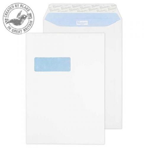 Cheap Stationery Supply of Blake Premium Office (C4) 120g/m2 Woven Peel and Seal Window Pocket Envelopes (Ultra White) Pack of 250 36116 Office Statationery