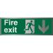 Brushed Alu Sign 1.5mm S/A FireExit Man Run Right&Arrow Down Ref BASP124450x150 *Up to 10 Day Leadtime*