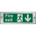 Clear Sign 300x100 5mm FireExit Man Running Right&Arrow Down Ref CACSP124300x100 *Up to 10 Day Leadtime*