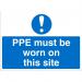 Construction Board 600x450 3mm Foam PVC PPE Must Be Worn Ref CON010FB600x450 *Up to 10 Day Leadtime*