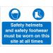 Construction 600x450 4mm Safety Helmets&Shoes Must Be Worn Ref CON011Cx600x450 *Up to 10 Day Leadtime*