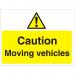 Construction Boar3mmfoam PVC Caution Moving Vehicles Ref CON018FB600x450 *Up to 10 Day Leadtime*