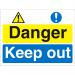 Construction Safety Board 600x450 4mm Fluted Danger Keep Out Ref CON028Cx600x450 *Up to 10 Day Leadtime*