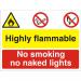 Construction Board 600x450 4mm Highly Flammable No Smoking Ref CON043Cx600x450 *Up to 10 Day Leadtime*