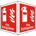Protruding Sign 2 faces 150x200 each 1mm Fire Extinguisher Ref FF128SRP150x200 *Up to 10 Day Leadtime*